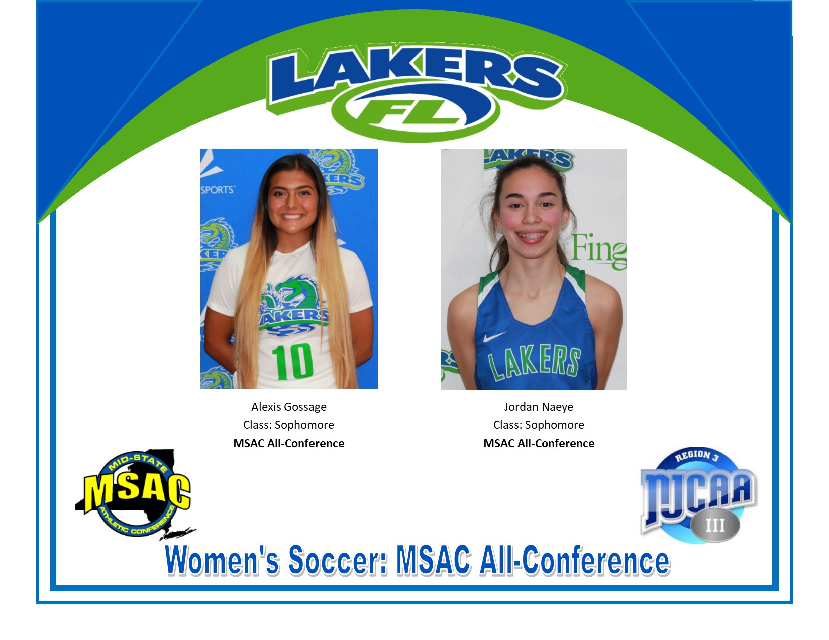 Gossage, Naeye, Named to 2019 Women's Soccer MSAC All-Conference Team