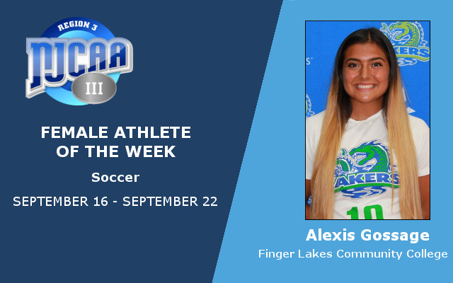 Alexis Gossage Named Women's Soccer NJCAA Region III Athlete of the Week