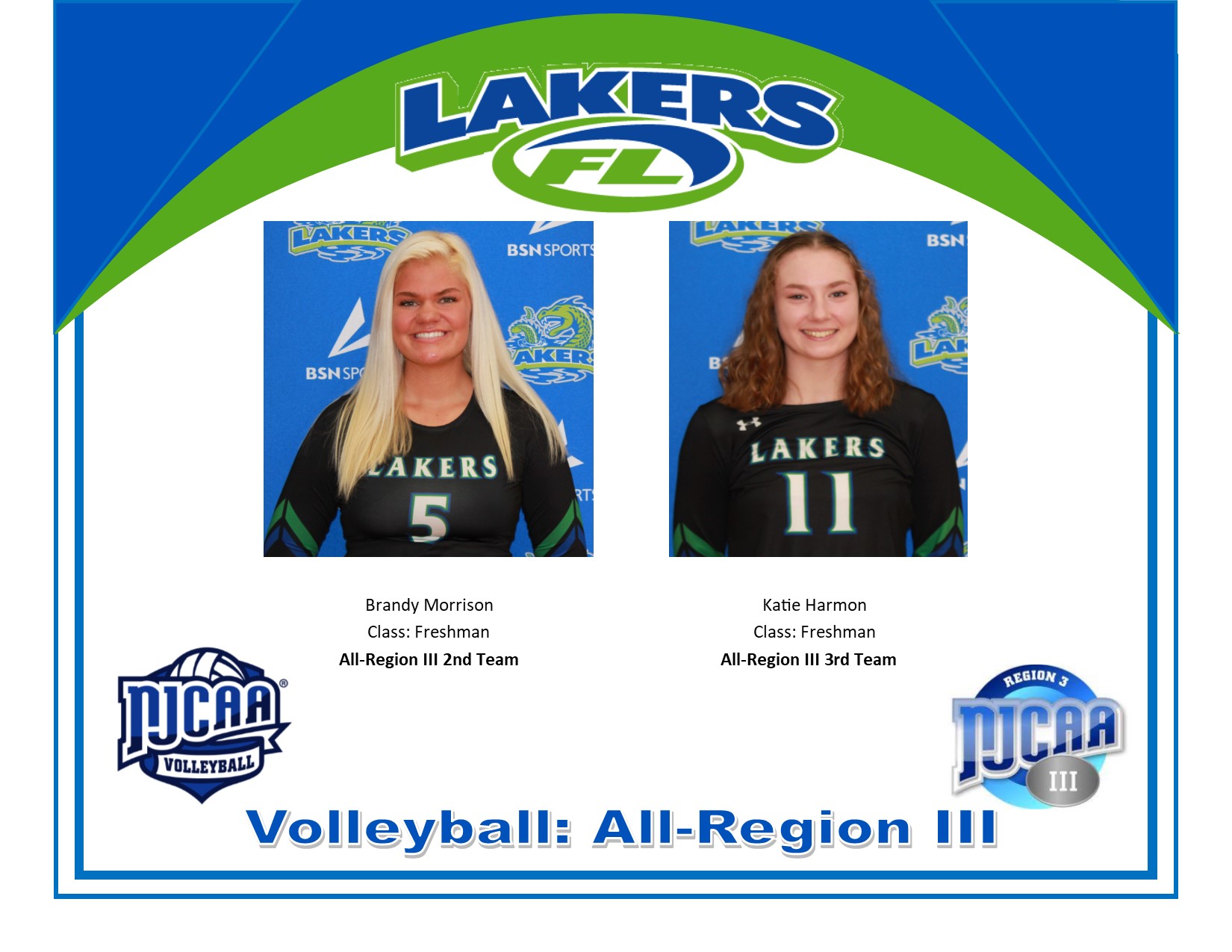 Two Lakers Named to NJCAA All-Region III Teams